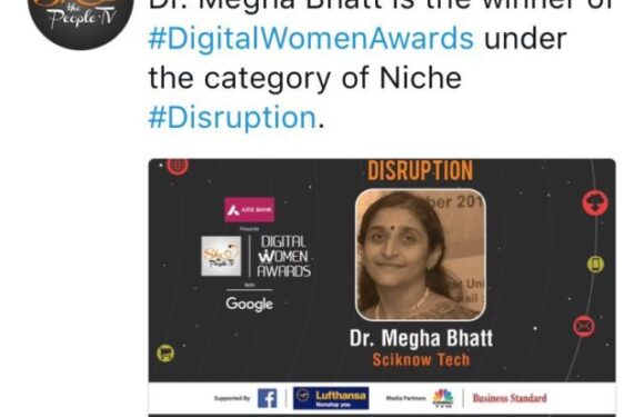 Digital Women Award to Dr Megha Bhatt by Shethepeople